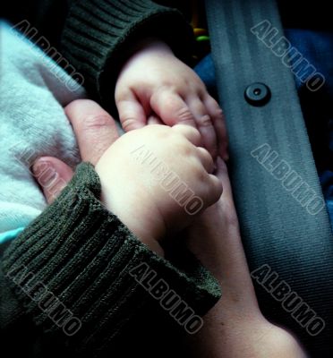 Hands of Baby in Car Seat Hands of Baby in Car Seat