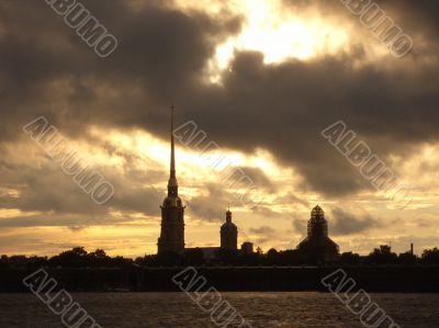 The cathedral and chapel in fortress Petropavlovskaya, Saint-Petersburg, Russia