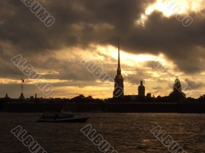 The cathedral and chapel in fortress Petropavlovskaya, Saint-Petersburg, Russia