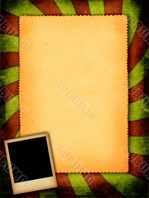 photo frame against retro paper background