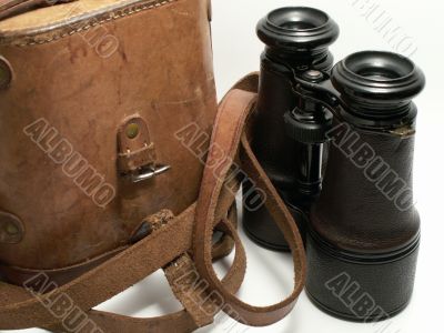 Old Binoculars And Leather Case