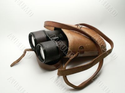 Old Binoculars In Leather Case