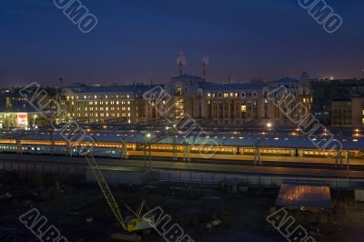 Night railway station