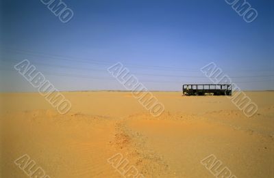 Bus in the desert, Sahara