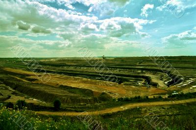 Open pit, brown coal, digger