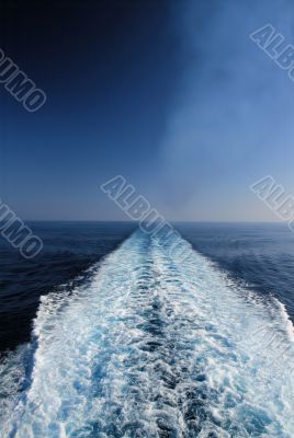 Wave behind the car-ferry