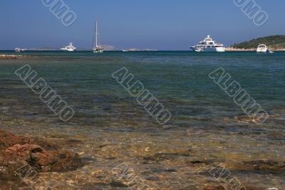 Yachts on the sea level