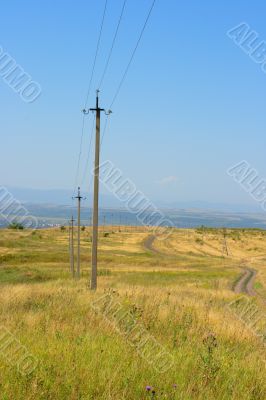 Electric pillar in field