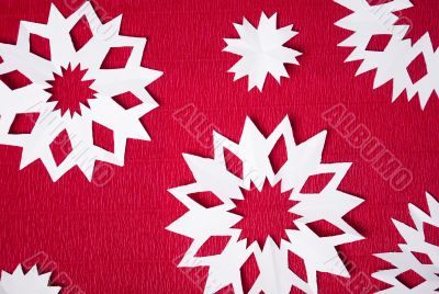 Red background with snowflakes