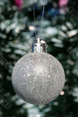 Christmas decoration - silver ball and tinsel