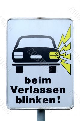 traffic sign beim Verlassen blinken