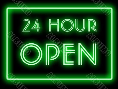 neon style 24 hour open sign