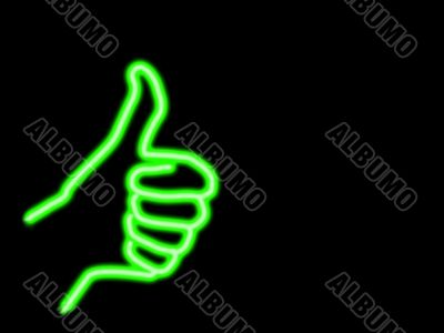 neon style thumbs up with copyspace