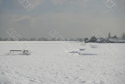 Fields covered in snow