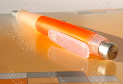 notebook and orange pen