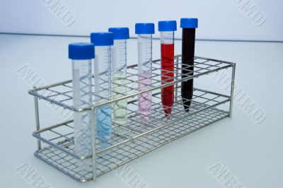 Test tubes in metal rack