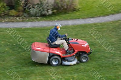 Lawn mower man working