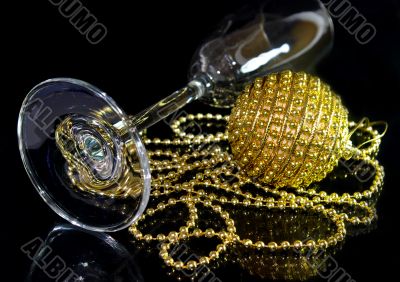 glass for champagne and christmas  ball