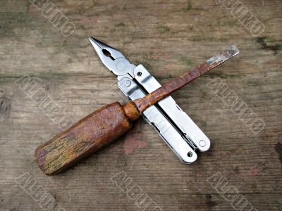 Screwdriver and pliers