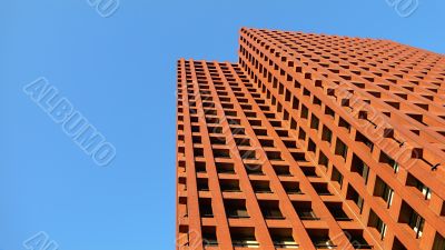 modern red color upstairs building