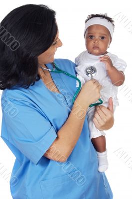 nurse holding baby