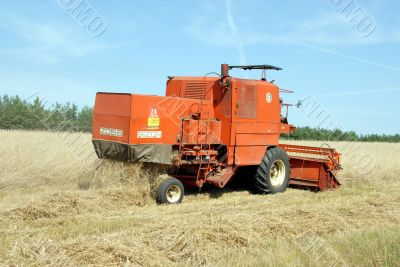 red combine harvester