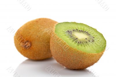 Two half of kiwi fruit