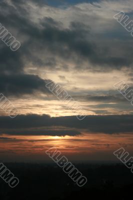 Dramatic sunset horizont with colorful evening sky