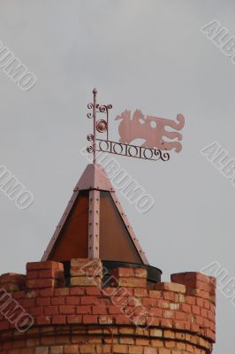 Castle Towers with Feathers Upon Blue Sky