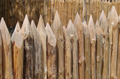 wooden sharp logs palings barrier wall