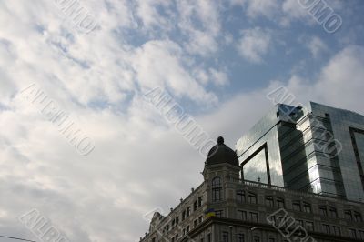 Blue sky over modern urban building