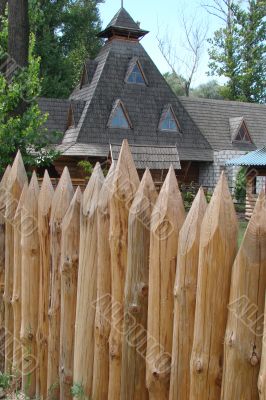 wooden sharp logs palings barrier wall