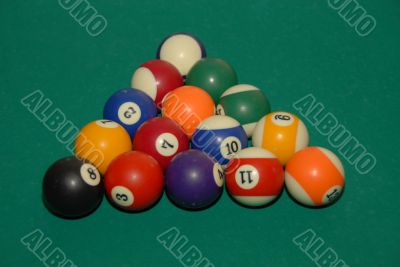 billiards table with pool balls