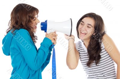 Teen girl with megaphone