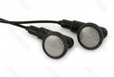 earbuds against white background