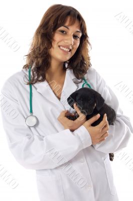 Attractive lady veterinarian