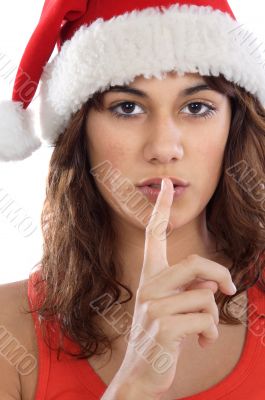 santa girl asking silence