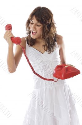 Girl shouting at the phone