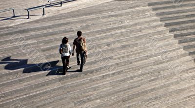 two peoples walking