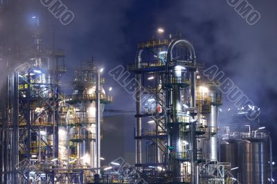 Oil refinery with smoke