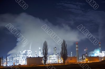 Oil rig with huge cloudscape