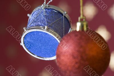 Christmas ball and drum (selective and soft focus)