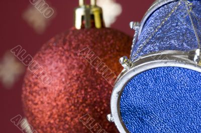 Christmas ball and drum (selective and soft focus)