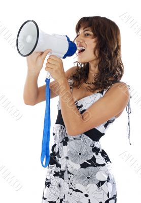 Teenager with megaphone Teenager with megaphone