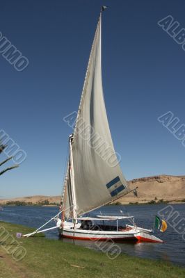 Moored feluka on the Nile