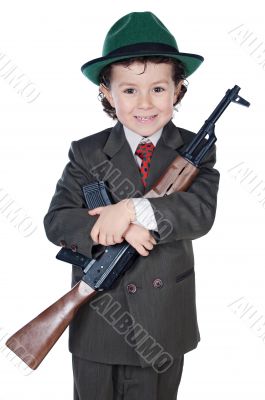 Boy with machine gun