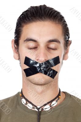 Teenager with mouth sealed