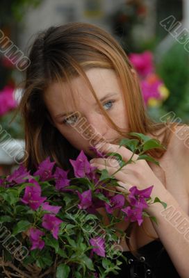 beautiful girl and flowers