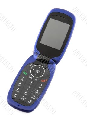 Blue clamshell cell phone