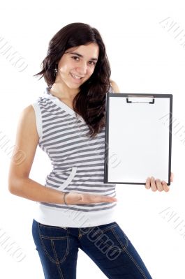 teen whit clipboard